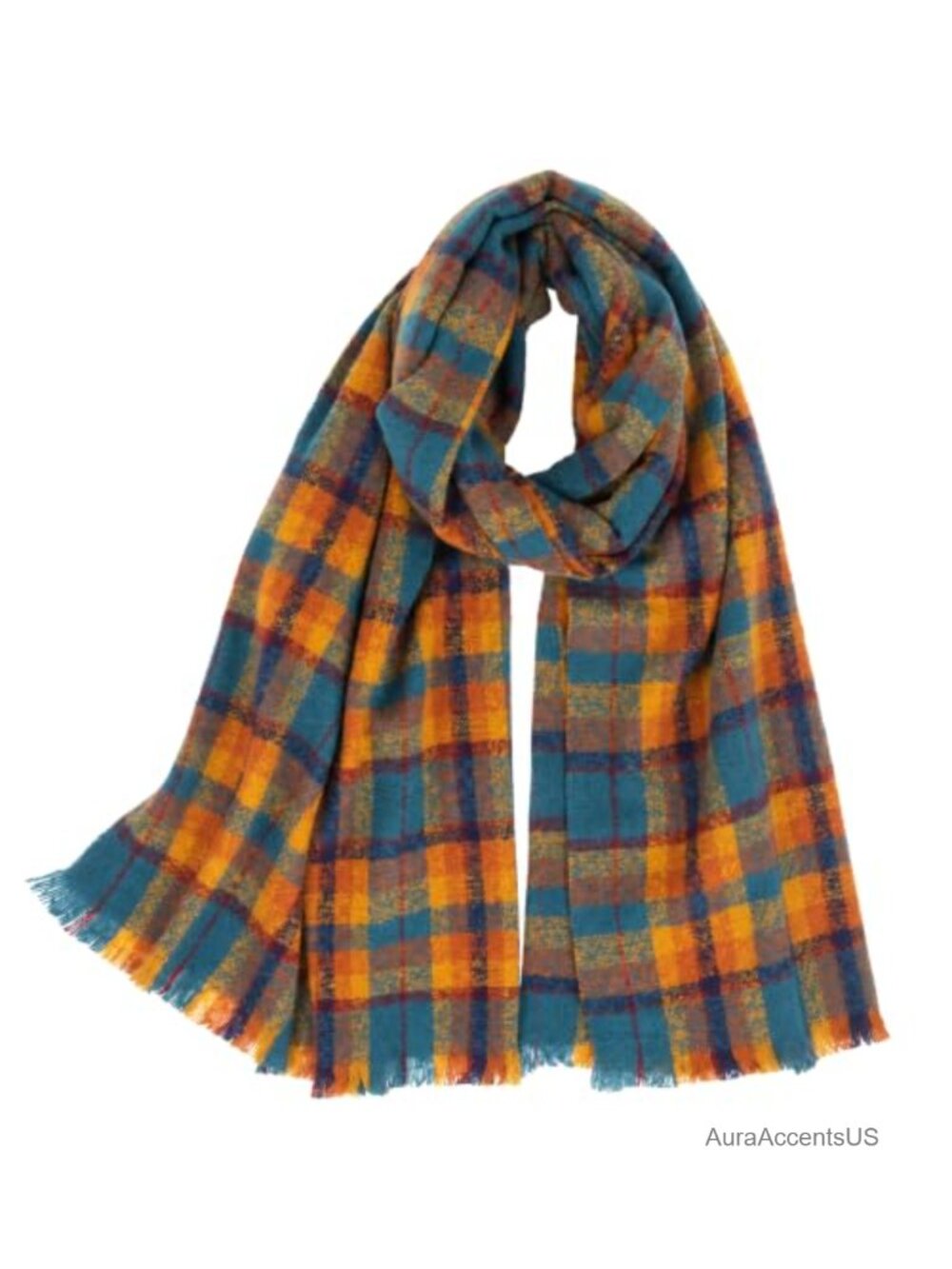 Soft Brushed Tartan Plaid Blanket Scarf Oversized Fringe Wrap Shawl
